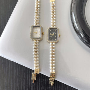 Square Double Row Pearl Bracelet Watch PDW036 - view 8