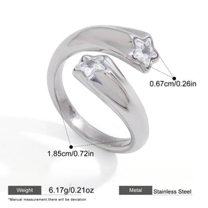 Vintage Gold Stainless Steel Ring with Star Zircon PDRG309 - view 7