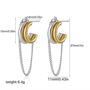 Two-Tone Geometric "C" Stud Earrings