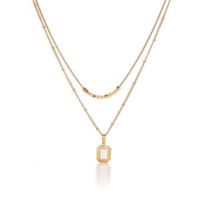 Minimalist Double Layer Steel Cube Necklace