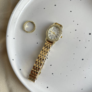Vintage Oval Dial Watch Gold Tone Faux Leather PDW032 - view 4