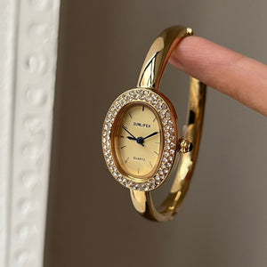 Vintage Diamond Accent Bangle Watch Elegant PDW009