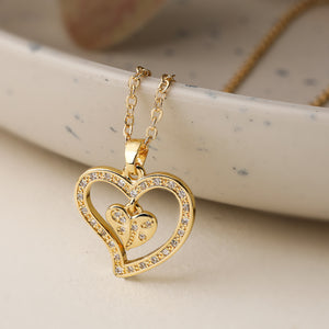 Micro-Pave Heart Zirconia Necklace PDNK323 - view 6