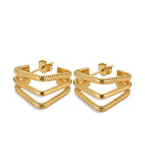Minimalist V-Shape Geometric Square Stud Earrings
