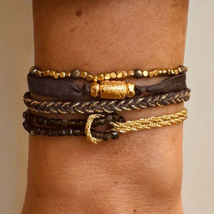 Bohemian Natural Stone Beaded Bracelet with Knot Design