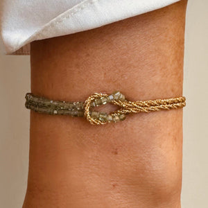 Bohemian Natural Stone Beaded Bracelet with Knot Design