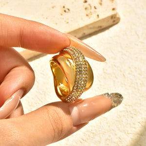 Geometric Cross Overlay Zircon Statement Ring PDRG316 - view 5