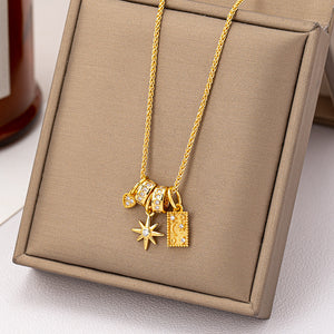 Celestial Sunflower & Stars Pendant Necklace