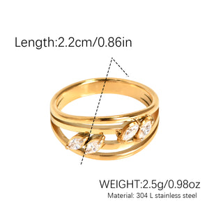 Geometric Triangle Stacked Zircon 18K Gold Ring