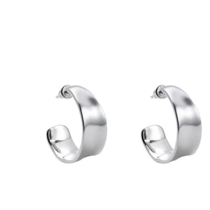 Textured Brushed Silver Hoop Earrings