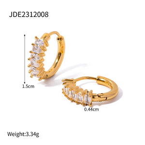 Stainless Steel U-Clip Earrings Zirconia Non-Pierced