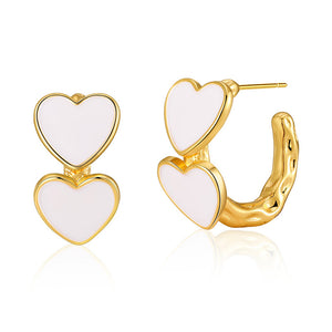 Vintage Enamel Teardrop Heart Earrings
