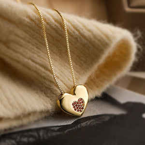 Minimalist 18K Gold Plated Heart Necklace Zircon PDNK300 - view 4