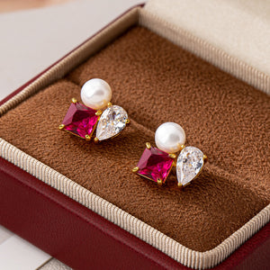Luxury Imported Brass Heart Pearl Earrings