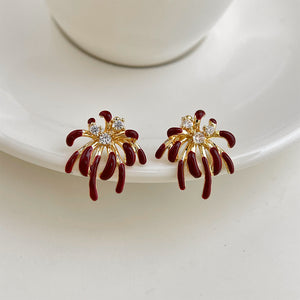 14K Gold Sparkler Earrings with Zircon & Enamel