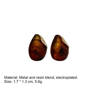 Amber Resin & Metal Earrings Minimalist Design PDER333 - view 4
