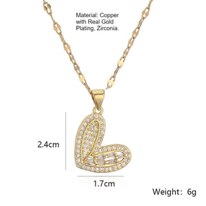 Micro-Pave Heart Zirconia Necklace PDNK323 - view 2