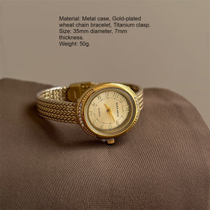 Gold Oval Dial Wheat Chain Bracelet Watch PDW019 - view 3