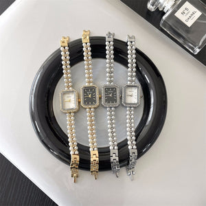 Square Double Row Pearl Bracelet Watch PDW036 - view 9