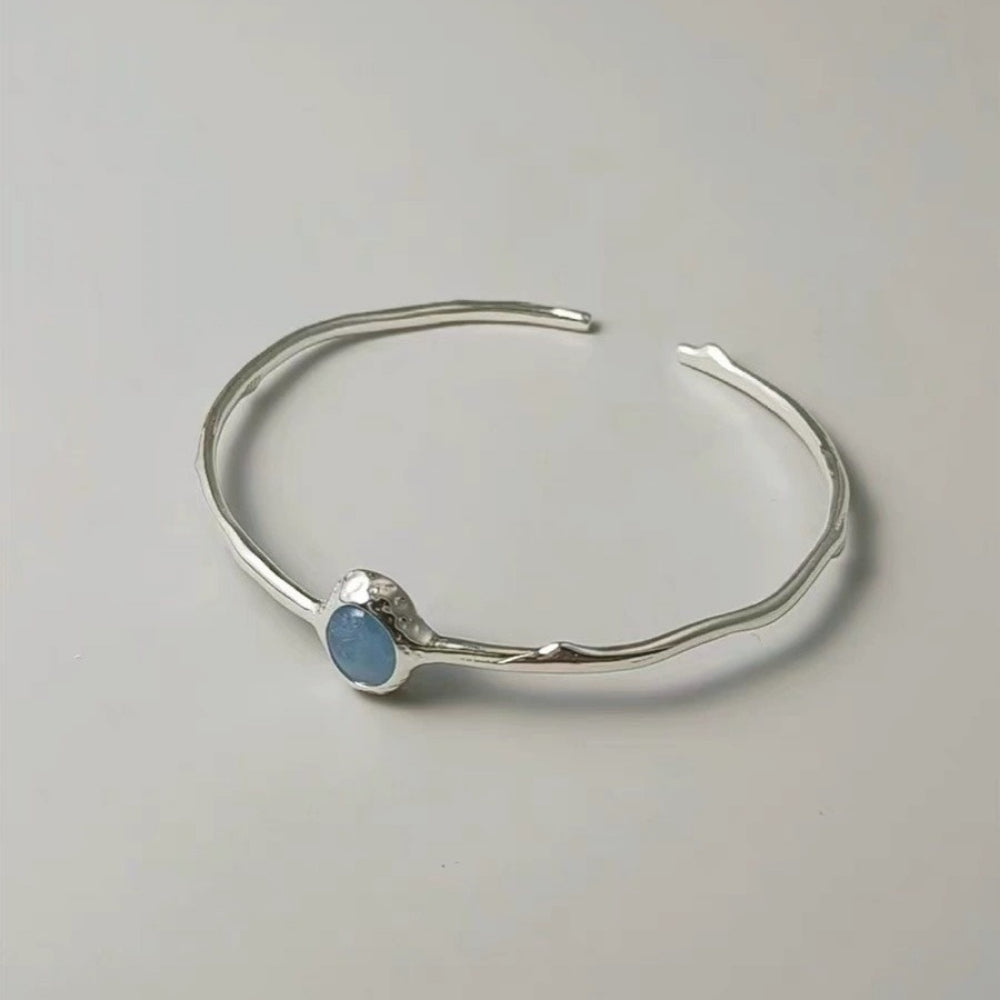 Dopamine Aquamarine Open Cuff Bangle