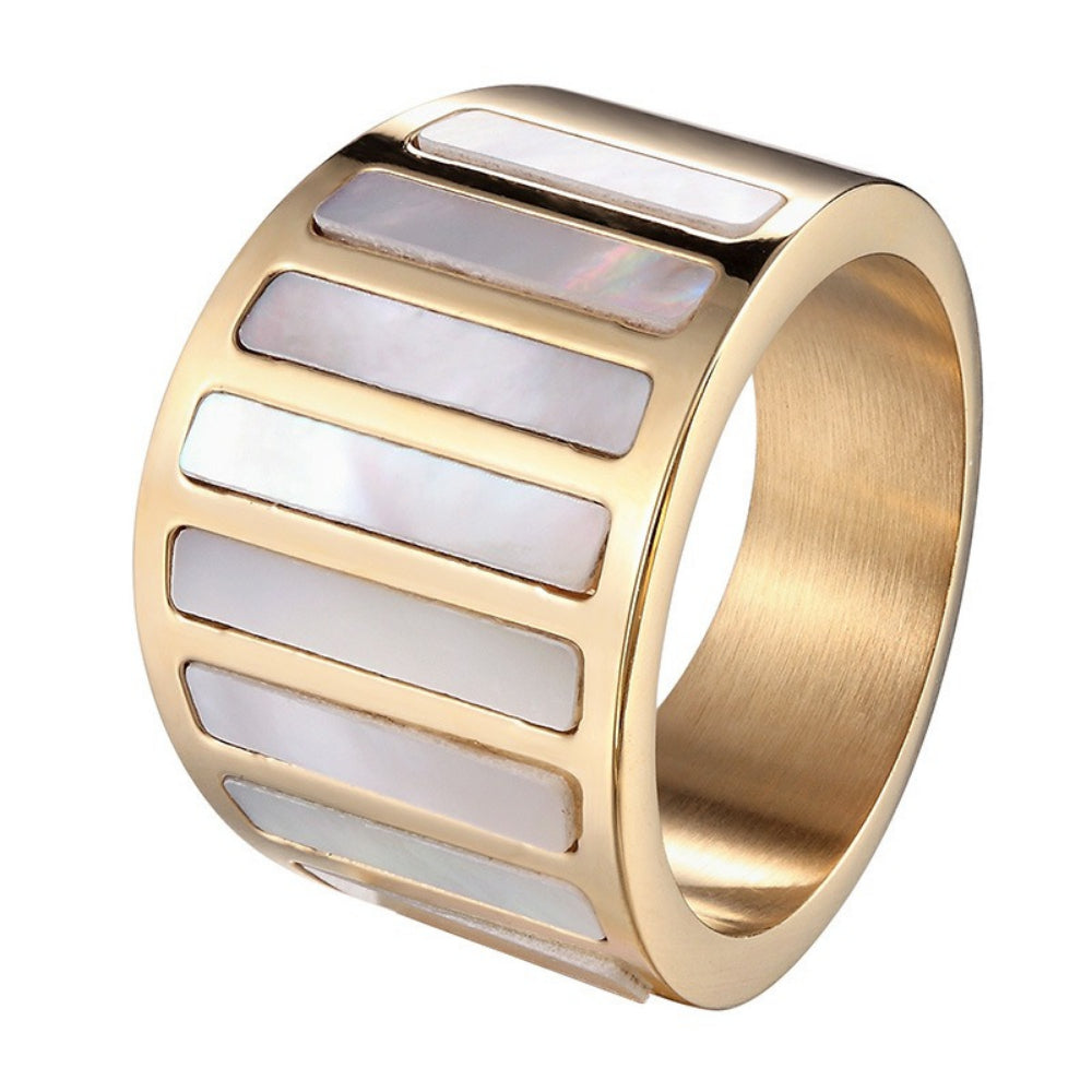 Vintage White Mother-of-Pearl Stripe Ring