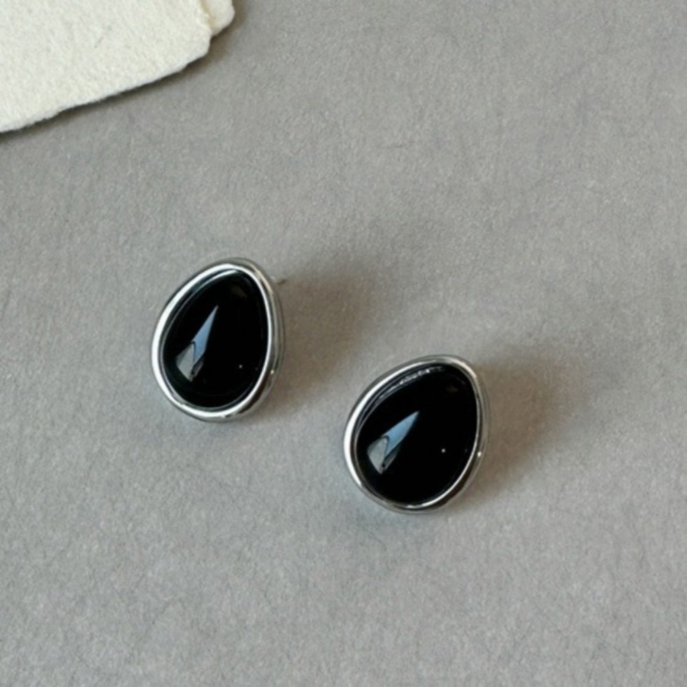 Vintage Black Onyx Teardrop Statement Earrings PDRG320 - view 3