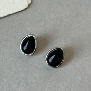 Vintage Black Onyx Teardrop Statement Earrings PDRG320 - view 3