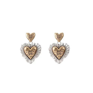 Two-Tone 3D Heart Stud Earrings