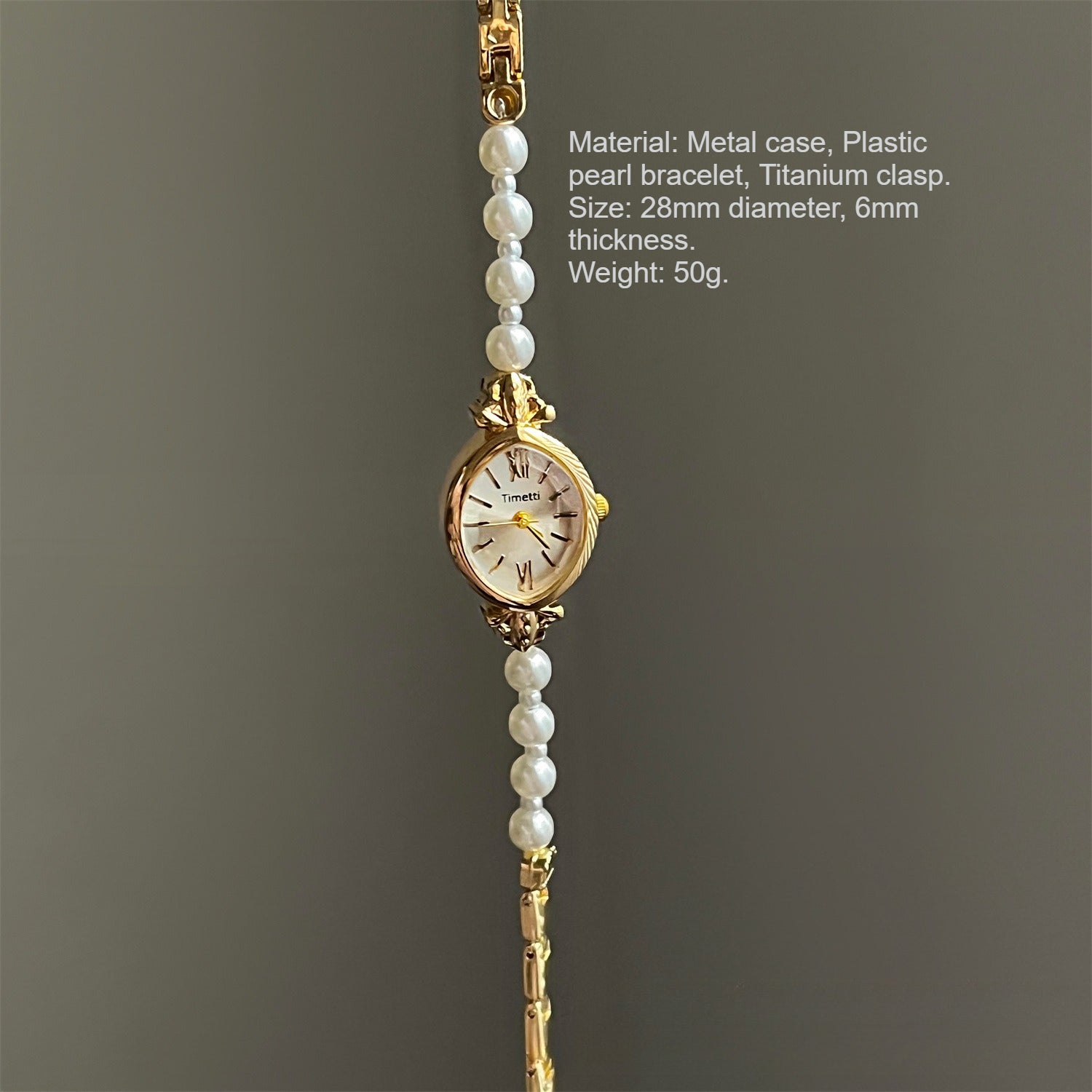 Pearl Bracelet Watch Gold Plated Retro Quartz PDW016 - view 5
