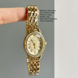 Vintage Oval Dial Watch Gold Tone Faux Leather PDW032 - view 6