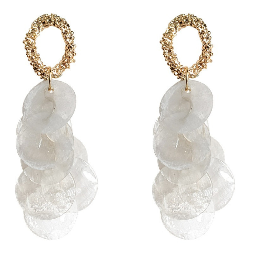 Handmade Long Shell Fringe Earrings