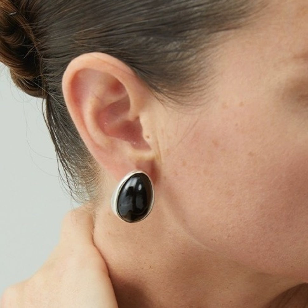 Vintage Black Onyx Teardrop Statement Earrings PDRG320 - view 4