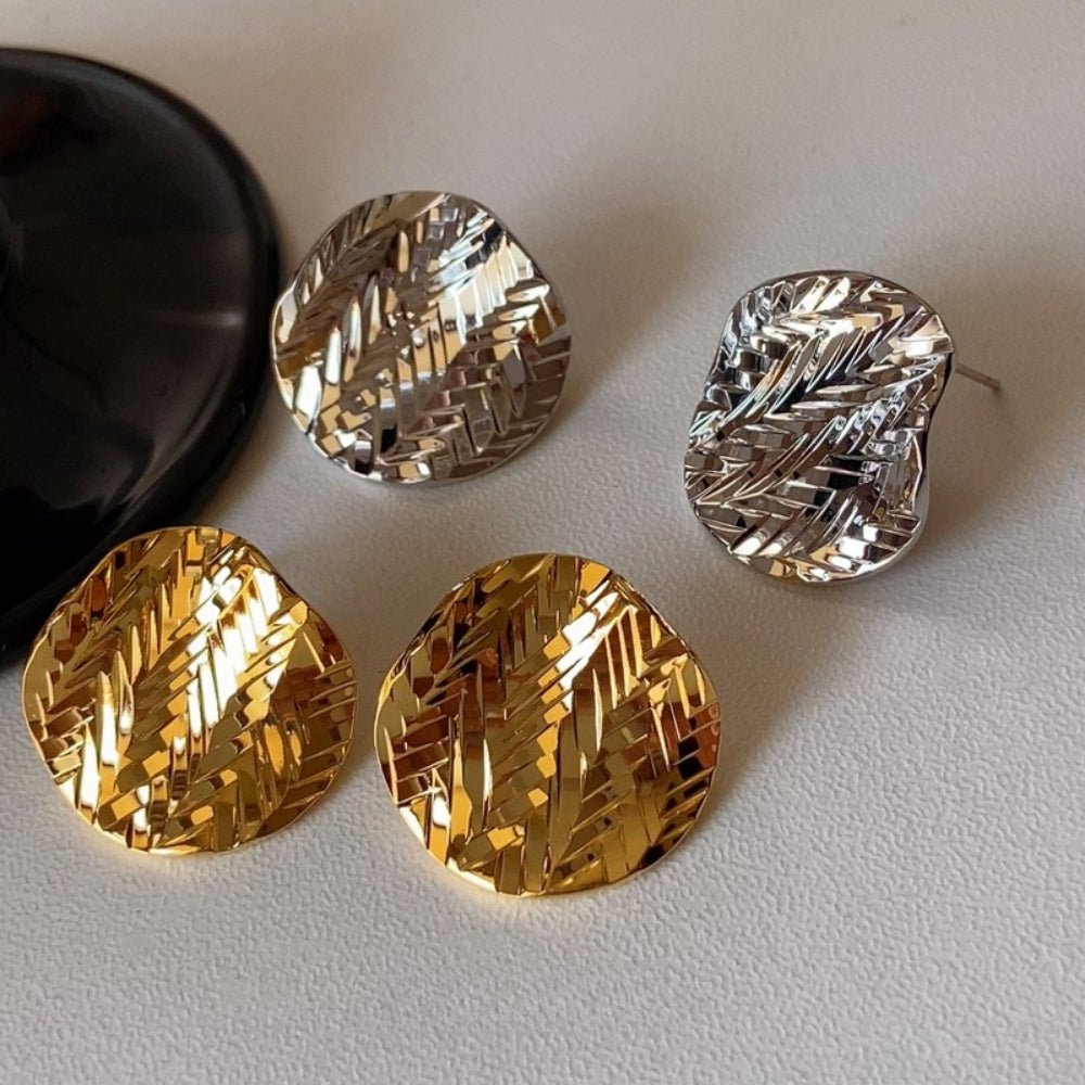 Irregular Crushed Ice Stud Earrings