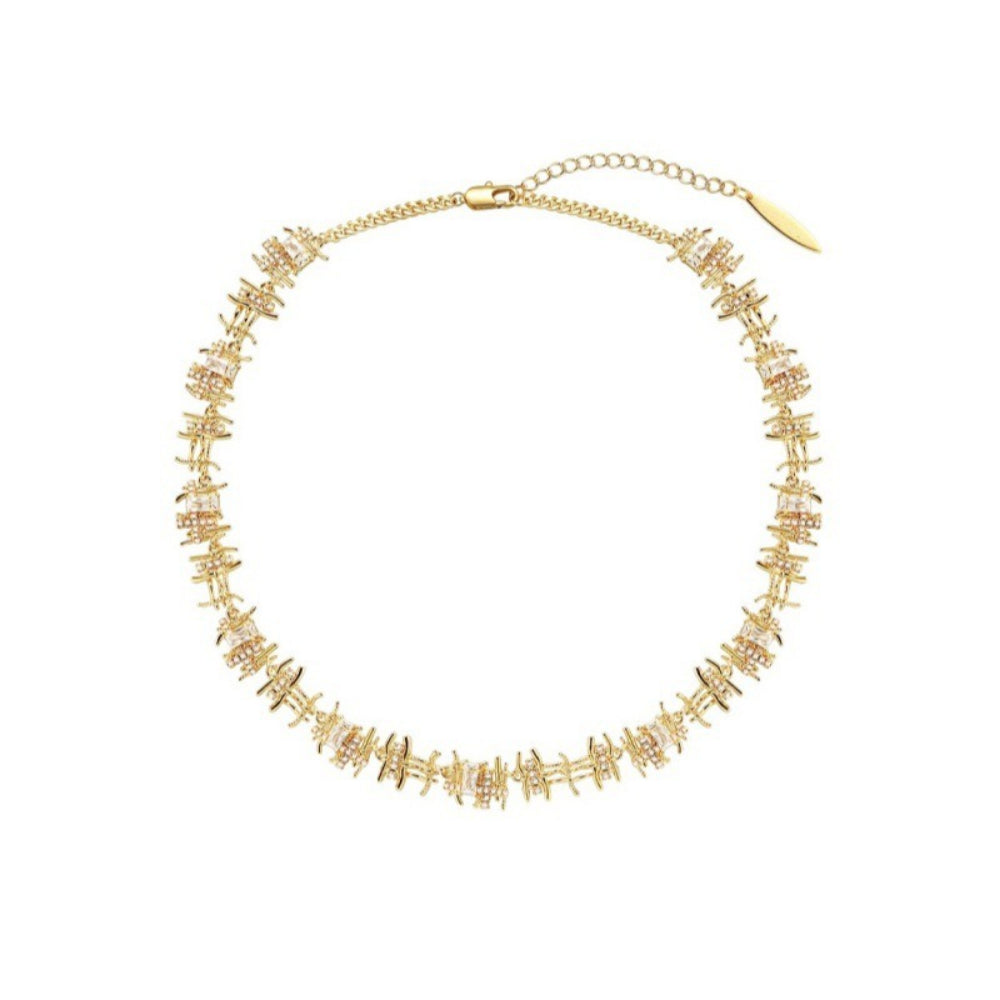 Textured Metal & Gemstone Weaver Necklace