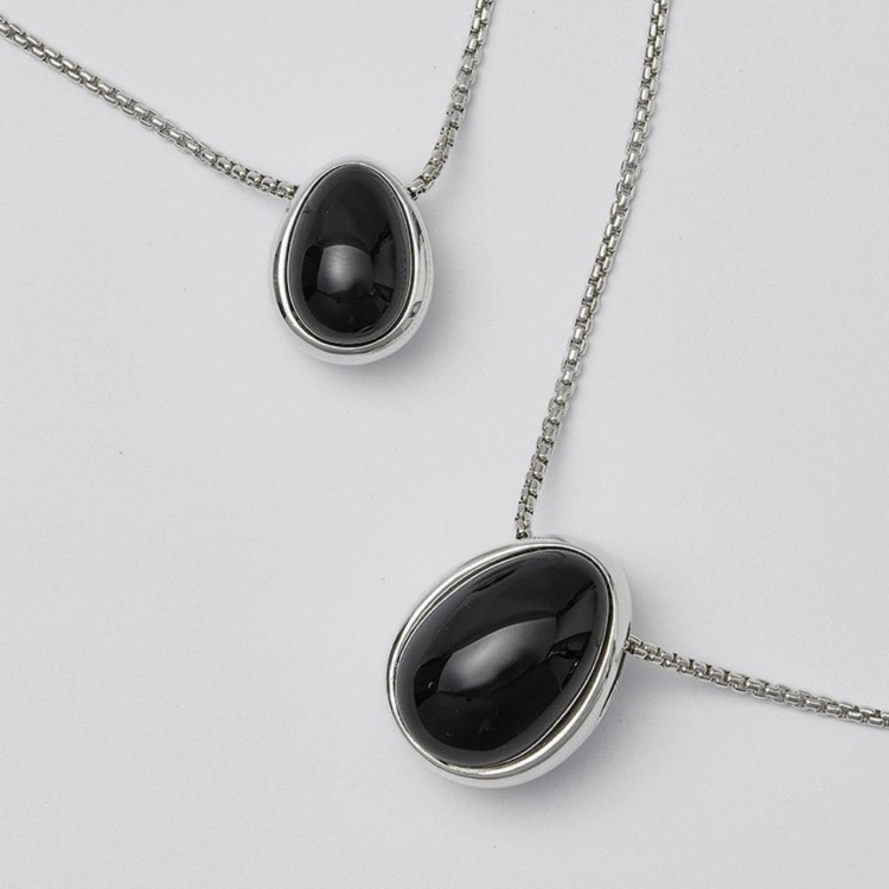 Vintage Black Onyx Teardrop Necklace
