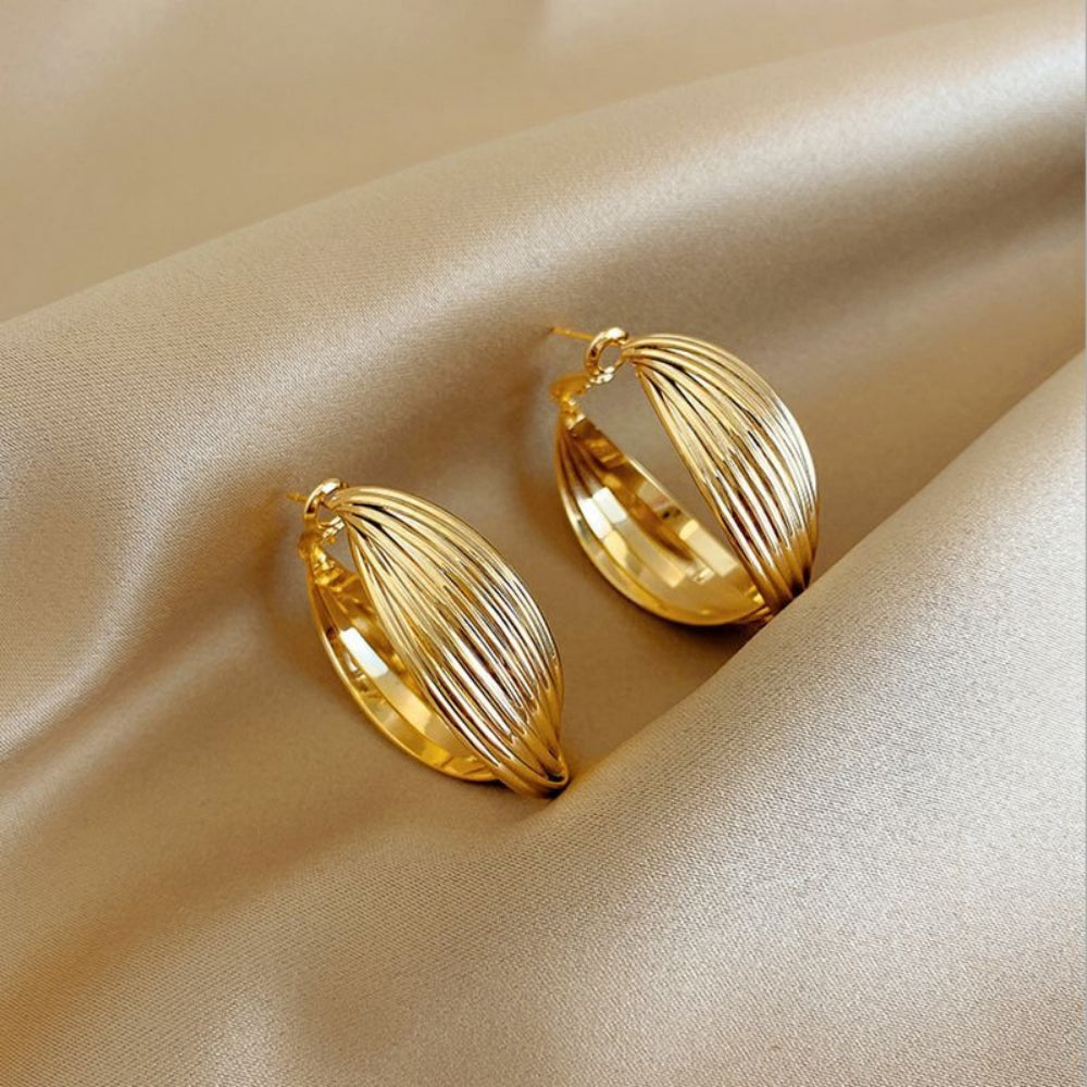 S925 Silver Post Gold Hoop Earrings