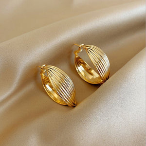 S925 Silver Post Gold Hoop Earrings