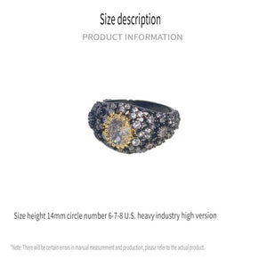 Vintage Black Gold Oval Ring with Zircon PDRG301 - view 6