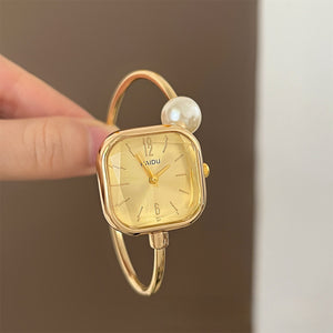 Square Dial Pearl Bangle Watch Quartz Gold Silver PDW035 - view 2