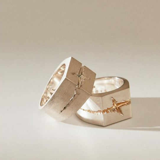 Cracked Square Matte Ring Minimalist Stackable
