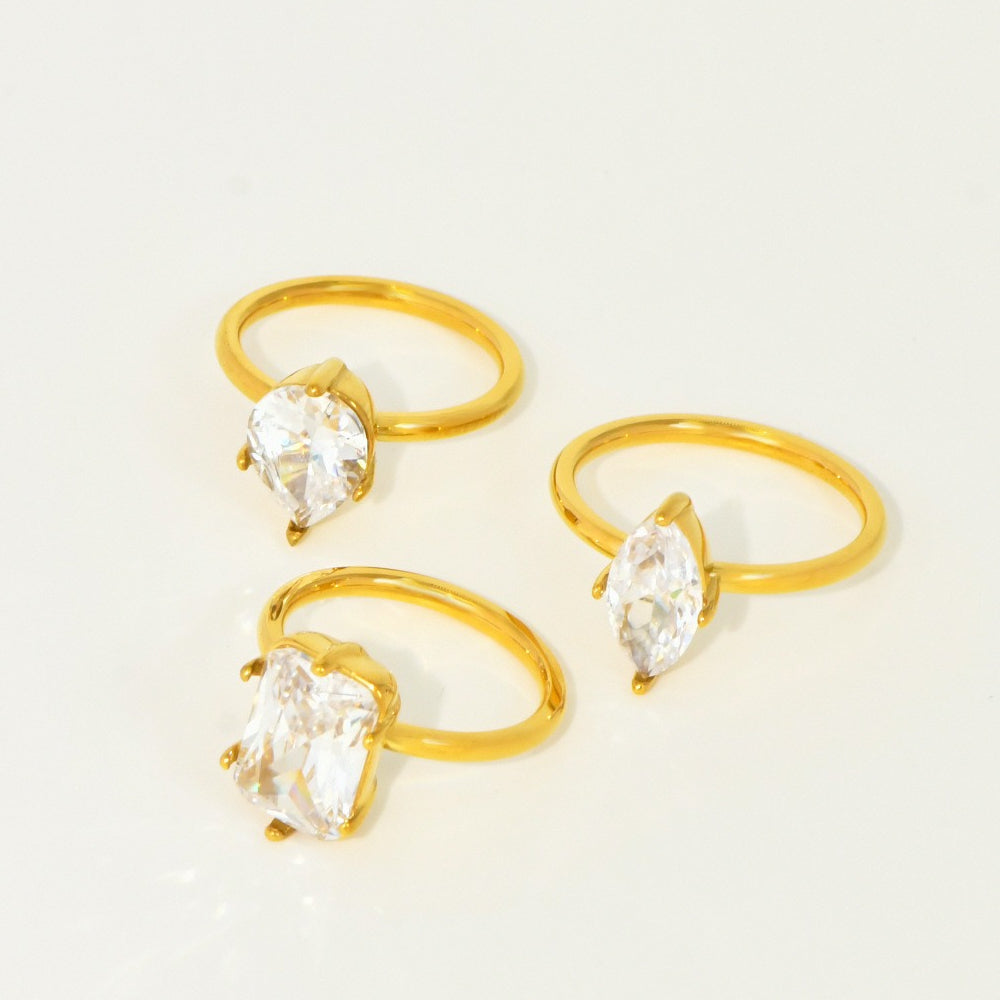 Adjustable Teardrop Zircon Pinky Ring in Titanium Steel PDRG314
