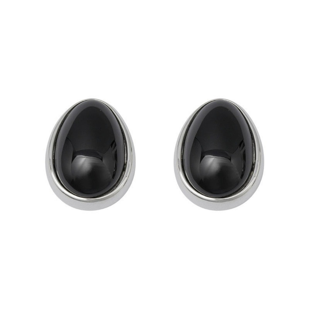 Vintage Black Onyx Teardrop Statement Earrings PDRG320