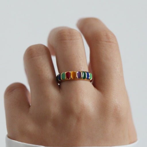 Hand-Painted Colorful 'Sugar Cube' Adjustable Ring