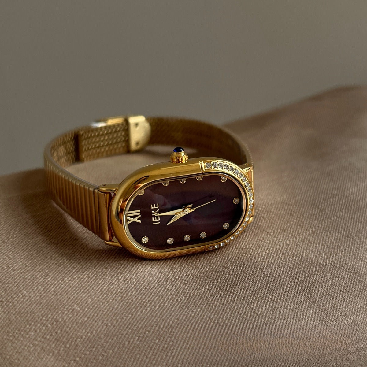 Elliptical Crystal Border Watch Stainless Steel PDW022