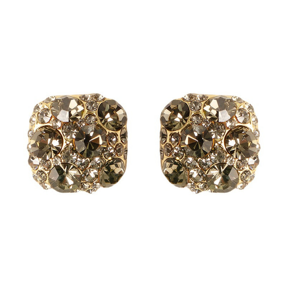 Luxury Square Champagne Zircon Stud Earrings