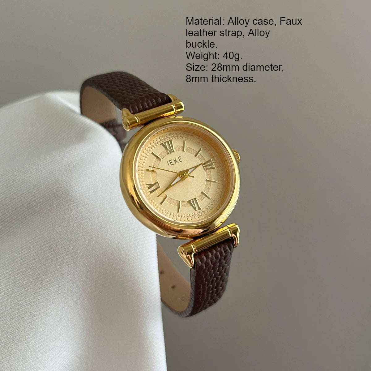 Silent Roman Numeral Leather Strap Watch PDW042 - view 4