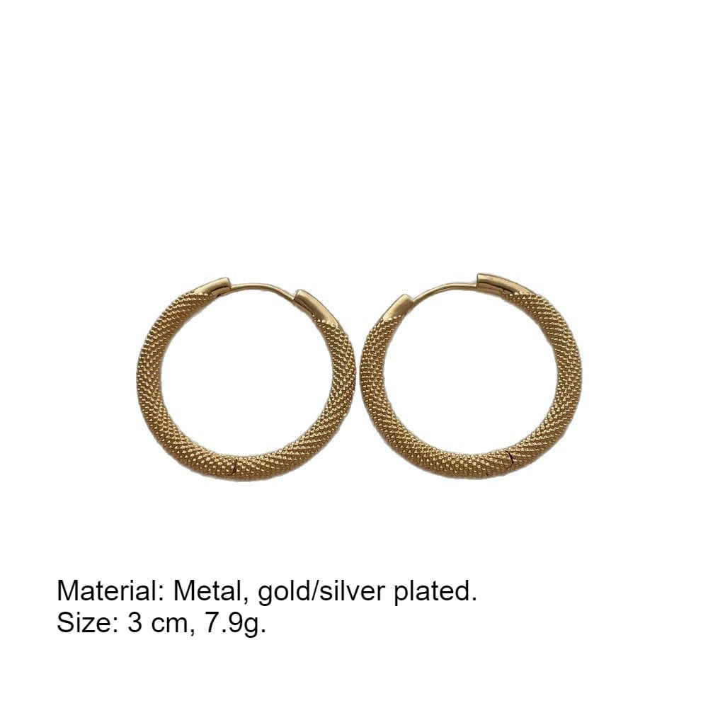 Minimalist Gold & Silver Hoop Earrings PDER334 - view 4
