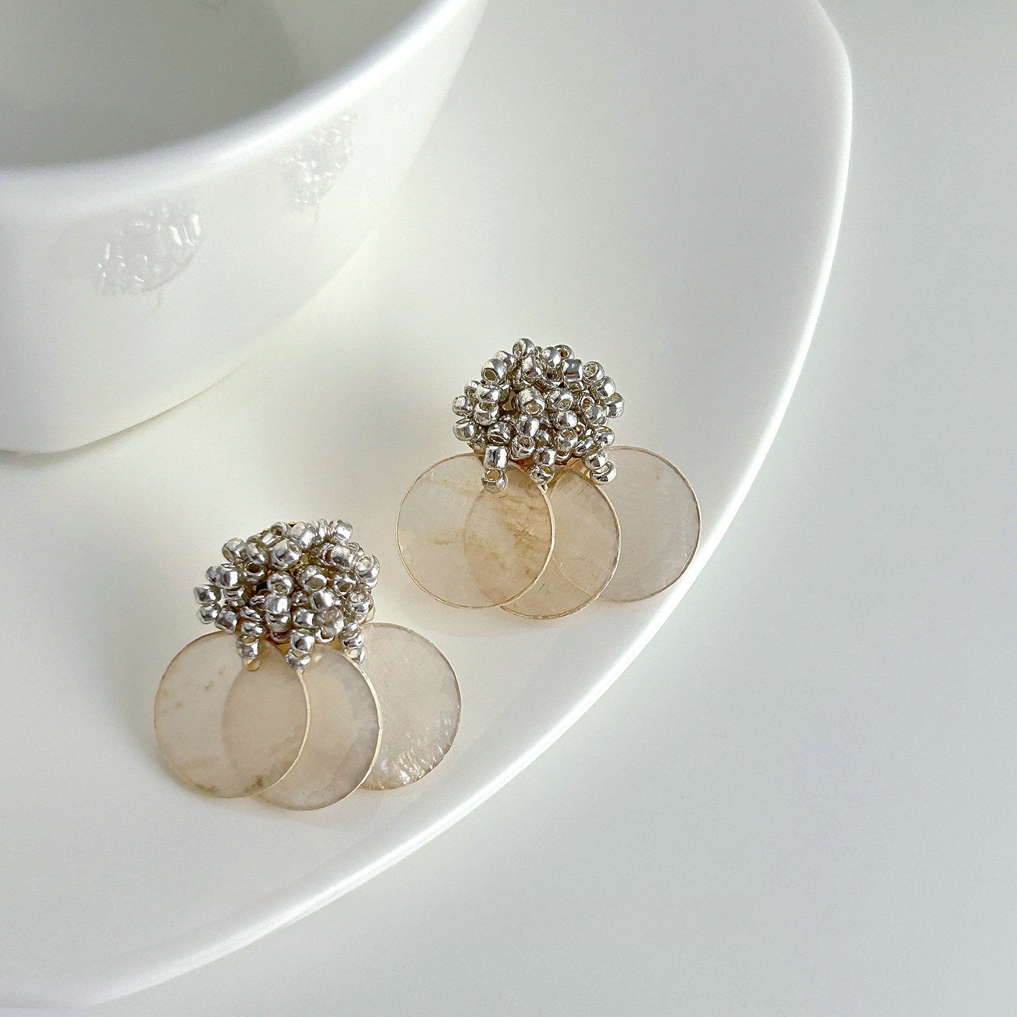 Handmade Natural Shell Disc Earrings