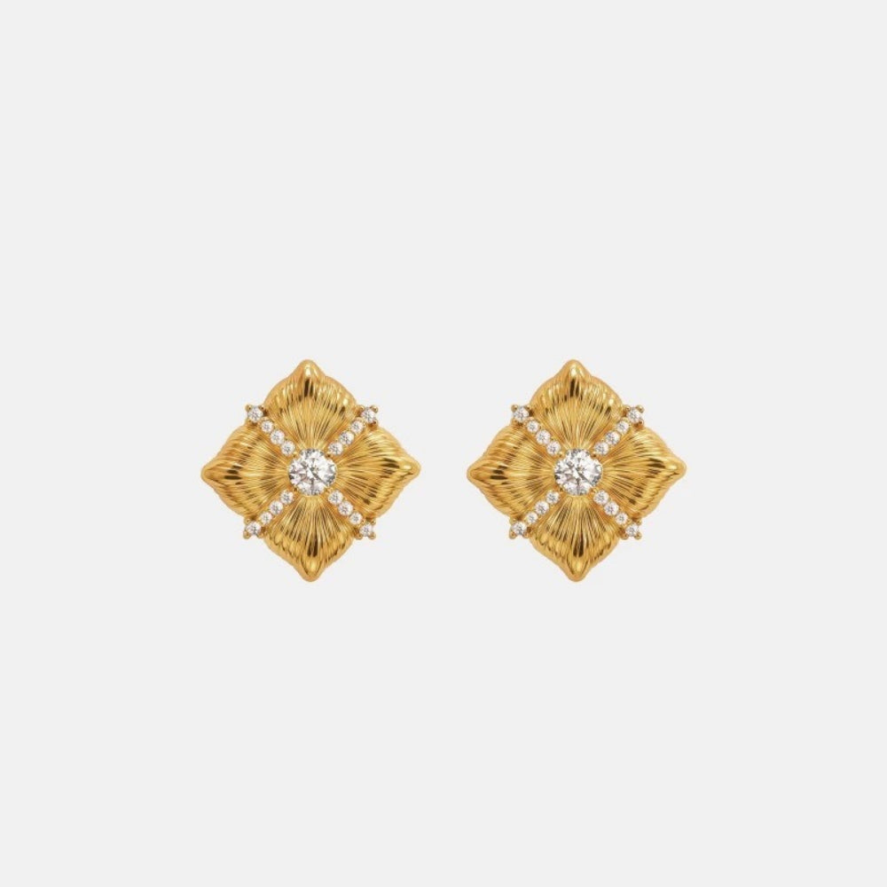 18K Gold Plated Sugar Cube Stud Earrings