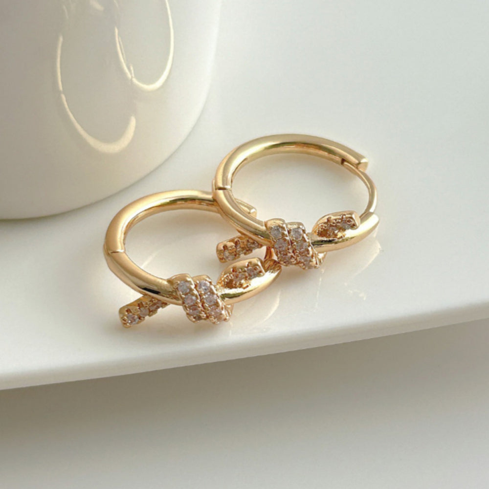 Minimalist Knot Micro-Pave Ear Cuffs